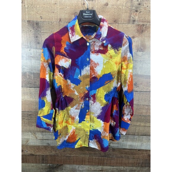 Soft Surroundings Women’s Painters Palette Gauze Brushstroke Top Small - Picture 1 of 12